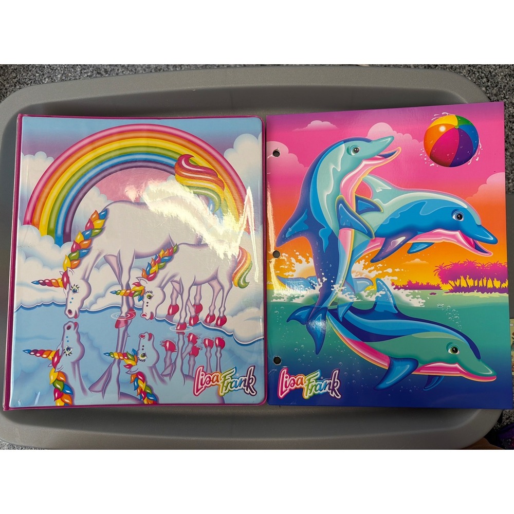 Lisa Frank 30th Anniversary Markie Celeste Unicorn Binder and Dolphin Folder Set